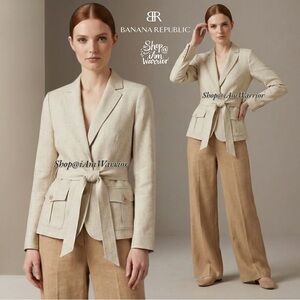 Banana Republic ecru belted belt safari jacket *shop@iamwarrior